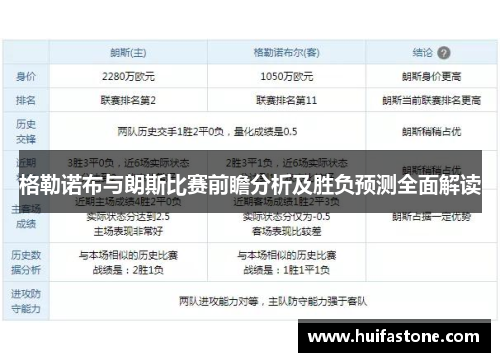 格勒诺布与朗斯比赛前瞻分析及胜负预测全面解读